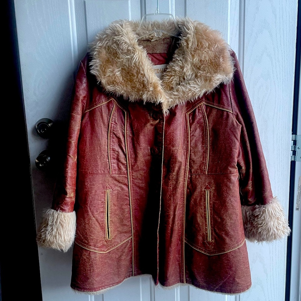 Womens vintage faux leather jacket- mid mod